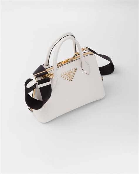 White N Prada Promenade Saffiano leat